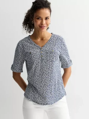Women's Croft & Barrow® Elbow Sleeve Utility Henley Top