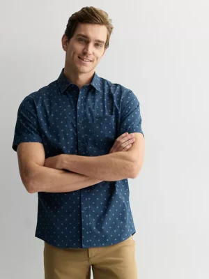Men's FLX Tech Mesh Slim-Fit Short Sleeve Button-Down
