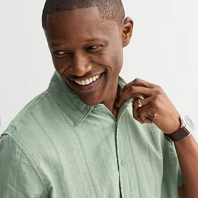 Men's Apt. 9® Short Sleeve Embroidered Button-Down Shirt