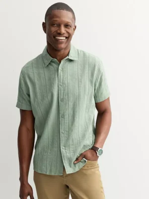 Men's Apt. 9® Short Sleeve Embroidered Button-Down Shirt