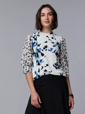Women's Simply Vera Vera Wang Mixed Media Twist Sleeve Top