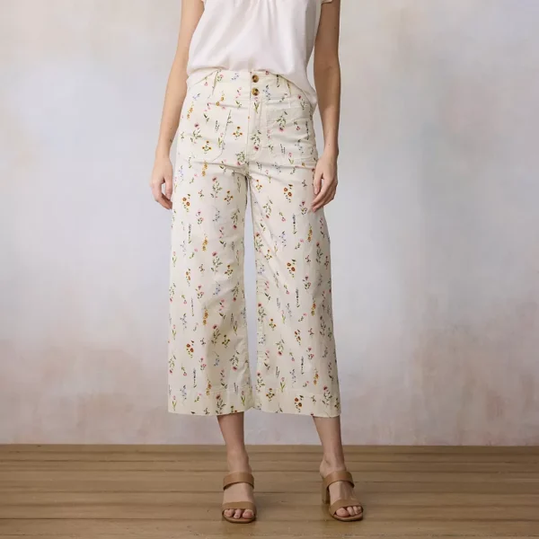Women's LC Lauren Conrad Wildflower Super High Rise Wide Leg Crop Pants