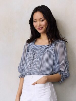 Women’s LC Lauren Conrad 3/4 Length Sleeve Henley Peasant Blouse