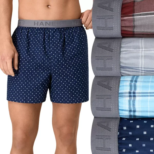 Men's Hanes® Ultimate 4-Pack Cotton Woven Boxer Underwear